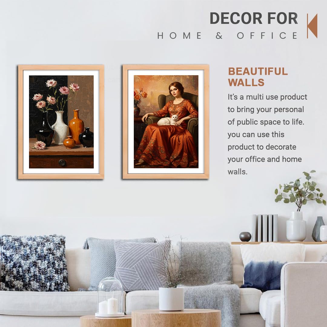 Modern Wall Art, Framed Wall Art, Illustration Art, Set of 2 Wall Art, Brown Frame Art, Living Room Decor, Bedroom Decor, Dining Room Decor, Office Wall Art, Cafe Decor, Hotel Decor, 300 GSM Art Print, 10x13 Inch Wall Art