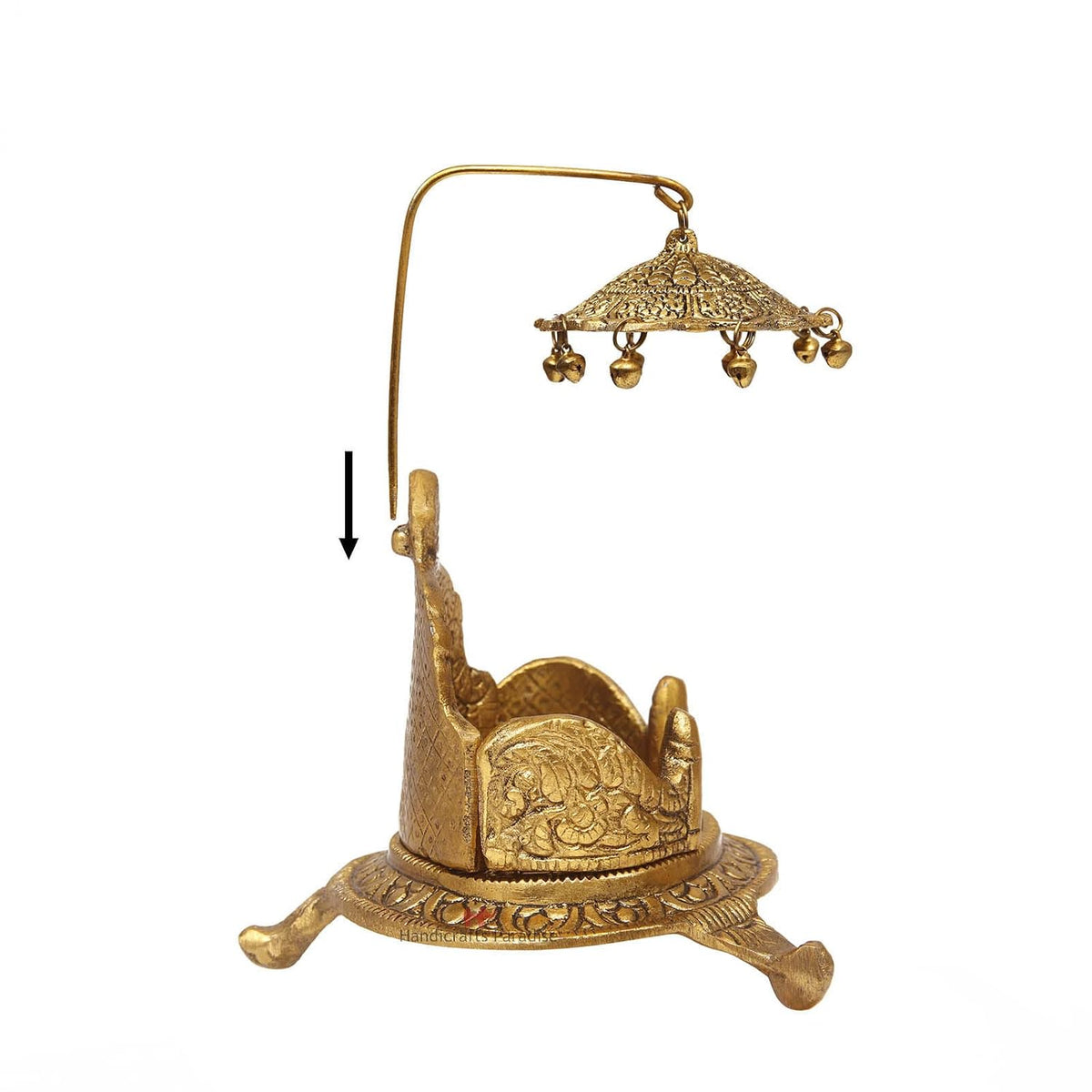 Metal Singhasan Oval Shaped Idol - 7 Inch Height