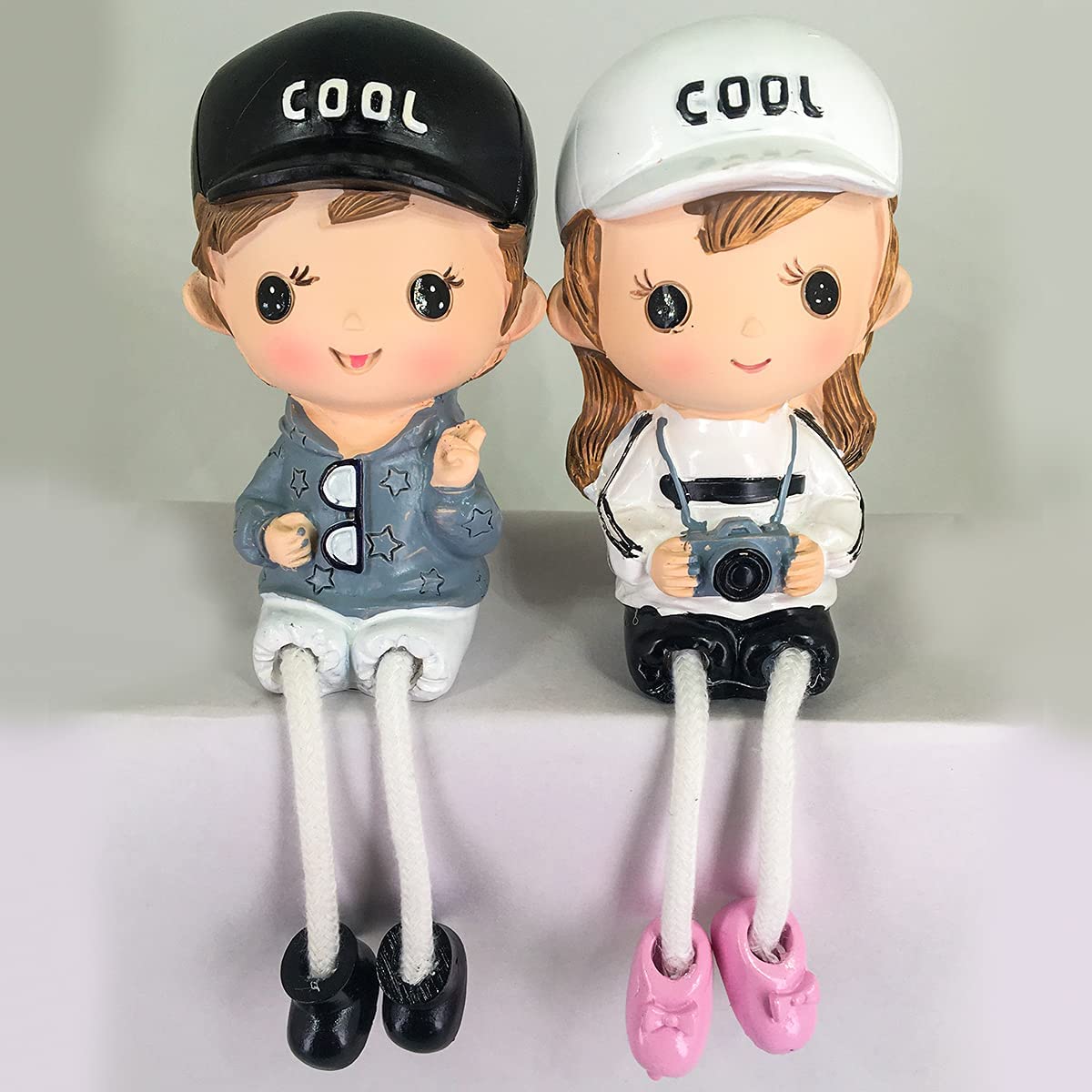 Cute Couple Gift Set Decorative Showpiece,Cute Family Hanging Legs Showpiece (Cool Couple)
