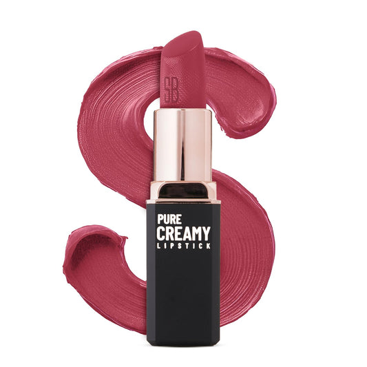 Swiss Beauty Pure Creamy Lipstick | Smooth Glide | Matte Finish | Rich Colour | With Vitamin E & Tea Tree Oil | Hydrating | All-Day Comfort | Shade- 06- Elegant Pink