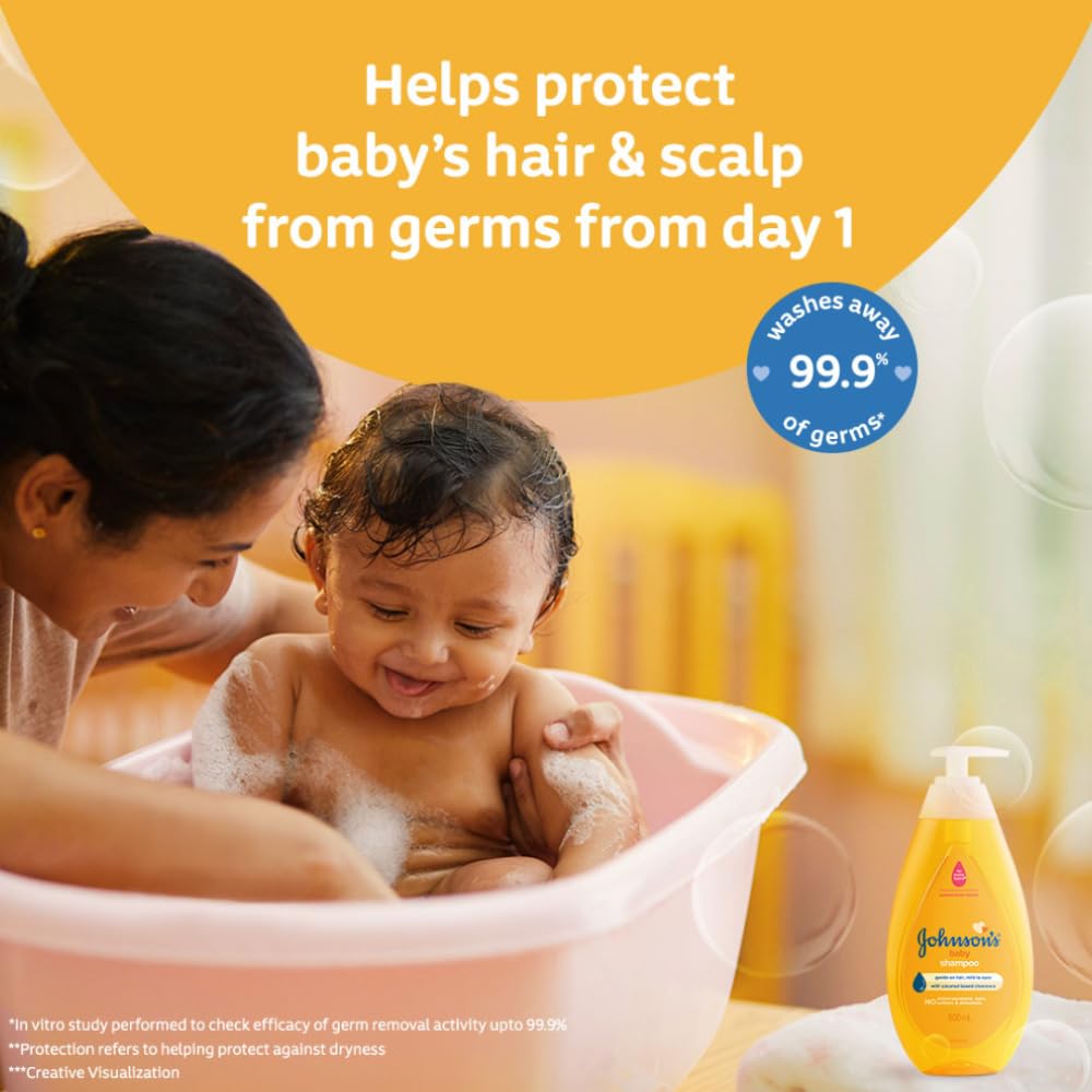Johnson's Baby No More Tears Baby Shampoo, 200ml | With Aloe & Vitamin B5 | Helps Clean & Protect Baby Hair | No Added Parabens, Dyes, Sulphates & Pthalates | Hypoallergenic & PH Based Formula | Recommended by Paediatricians