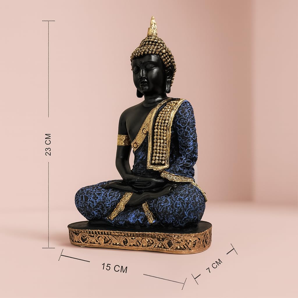 Beautiful Resin Meditating Buddha Statue for Home Decor (Pack of 1, Purple & Black)