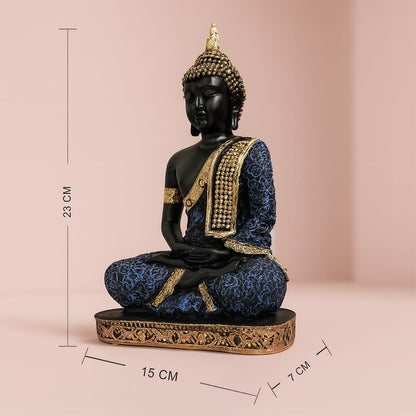 Beautiful Resin Meditating Buddha Statue for Home Decor (Pack of 1, Purple & Black)