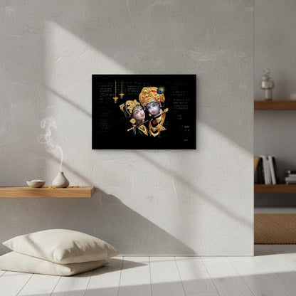 Krishna Radha Art Framed Painting | Ready to Hang | emits Positive Vibes - (Wooden Fiber Frame, 12inch x 18 inch)