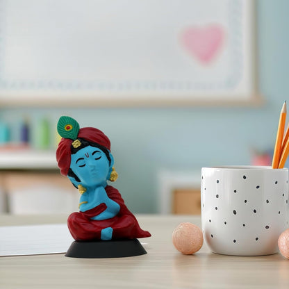Kanha Ji Figurine Showpiece for Car Dashboard, Home Office | Krishna Murti Statue for Hindu Temple, Spiritual Decor | Gift for Devotees