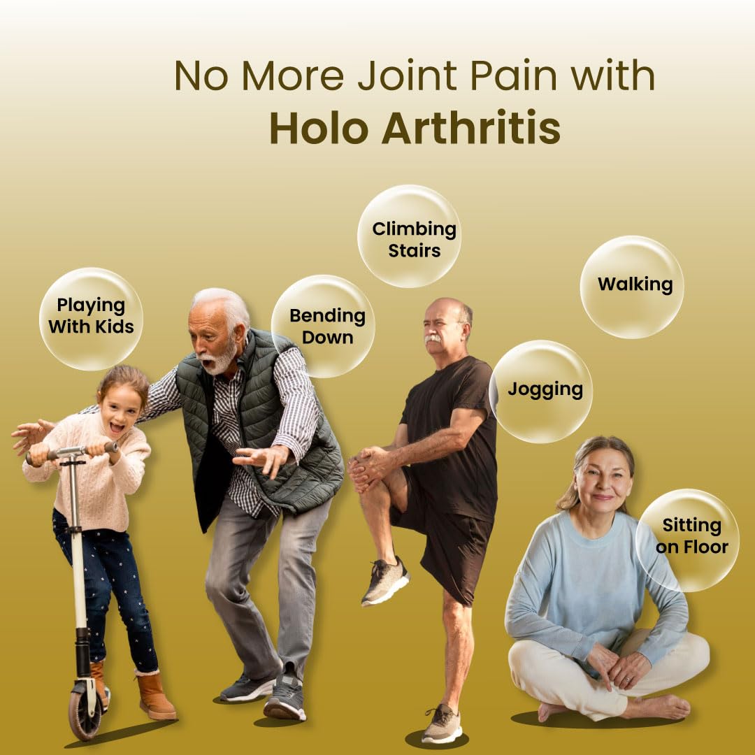 ZEROHARM Holo Arthritis - Enriched with Vitamin D3 & Vitamin K2-7 - Best Knee & Joint Support for Unisex - Supplements for Knee,Joints & Neck Pain Relief - 100% Absorbed By Body (60 Tablets),350 grams