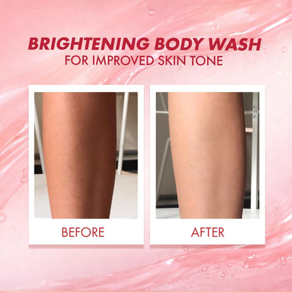 mCaffeine Brightening Body Wash - 5% Niacinamide & Raspberry | Summer Body Wash for Dry Skin | Vitamin C & Glycerin Hydration | Boosts Glow, Deep Cleanses & Softens Skin | Fruity Shower Gel - 300ml