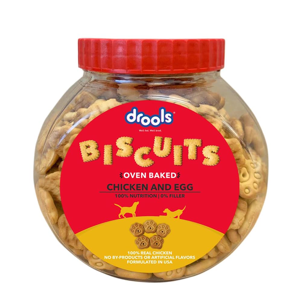 Drools All Life Stages Dog Treat Biscuits 400g Jar | Real Chicken Flavour | All Breed Formula | Promotes Lustrous Skin & Coat | Vitamins & Minerals | Reduces Tartar Build Up