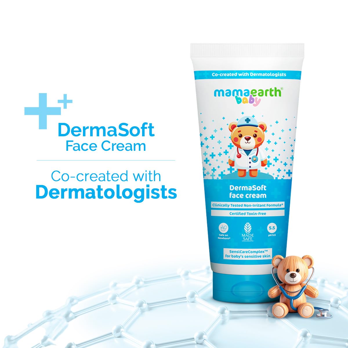 Mamaearth Baby DermaSoft Face Cream with SensiCareComplex™ for Baby's Sensitive Skin - 80gms | Co-created with Dermatologists for Newborns | Enriched with SensiCareComplexTM for Baby's Sensitive Skin | Safe and Non-irritant formula*