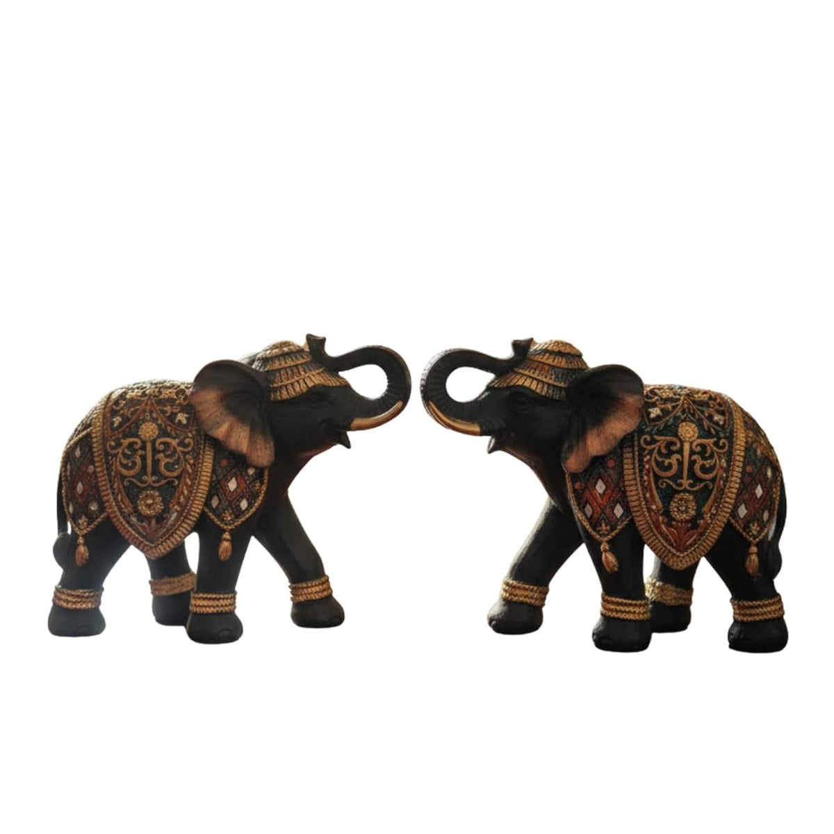 eCraftIndia Set of 2 Elephant Statue Showpiece for Home Decor Office Table | Animal Figurines Good Luck Gift for Housewarming Birthday