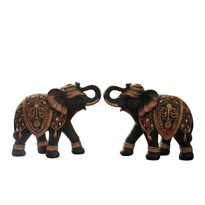 eCraftIndia Set of 2 Elephant Statue Showpiece for Home Decor Office Table | Animal Figurines Good Luck Gift for Housewarming Birthday