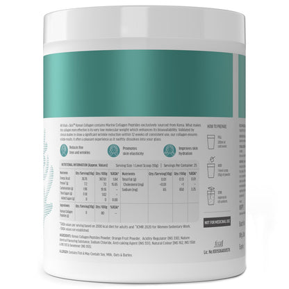 HealthKart hk vitals Korean Marine Collagen Supplement (Orange, 250g) | Supplement for Women & Men | Promotes Healthy Skin, Hair & Nails