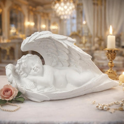 CraftVatika White Sleeping Angel Cherub Figurine Set – Elegant Home Decor Showpiece for Living Room, Bedroom & Office Premium Decorative Statue for Anniversary, Housewarming, Birthday