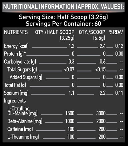 MuscleBlaze Pre Workout 200 Xtreme (Fruit Punch, 60 Servings, 200g) | 200mg Caffeine, 200mg Theanine, 2000mg Beta Alanine, 3000mg Citrulline