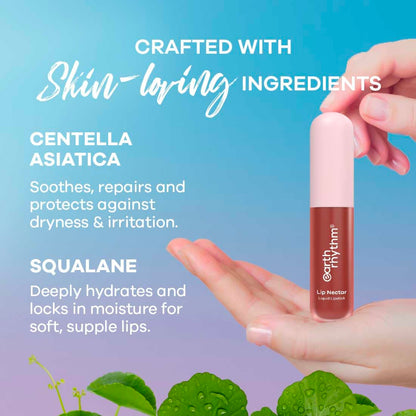 Earth Rhythm Lip Nectar Matte Liquid Lipstick, Weightless, Never Drying, No Mineral Oil 5g - Cherry
