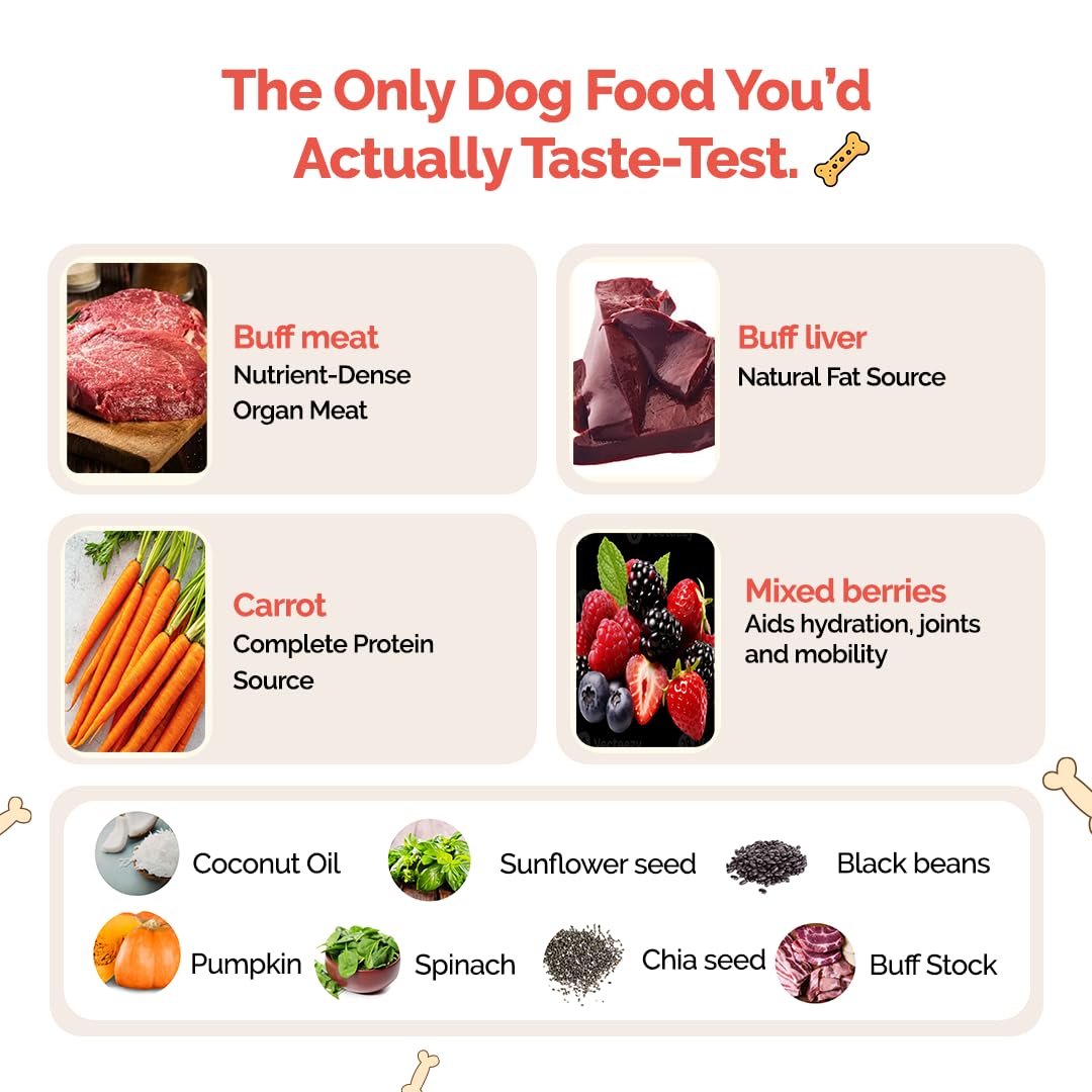Goofy Tails Buff & Berry Wet Dog Food 200g (200g X 1 Pack), Preservative Free, Gluten & Grain Free, Human Grade, Non Vegetarian Gravy for Dogs, Taste Booster and Food Topper