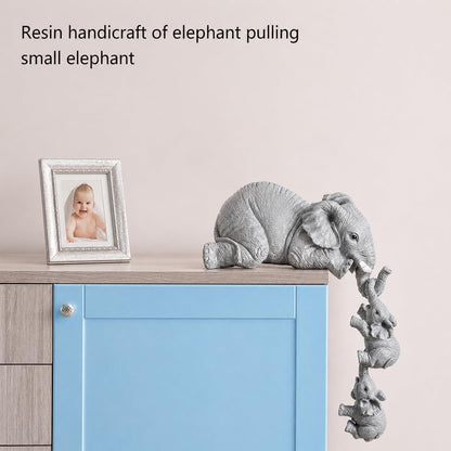 THE SACRED GIFTS Decorative Elephant Family Shelf Sitter | Mother & Baby Hanging Figurines | Hand-Painted Resin Statue | Home Decor | Table Decor | Gift for Mother's Day Special | Home Decorative Item