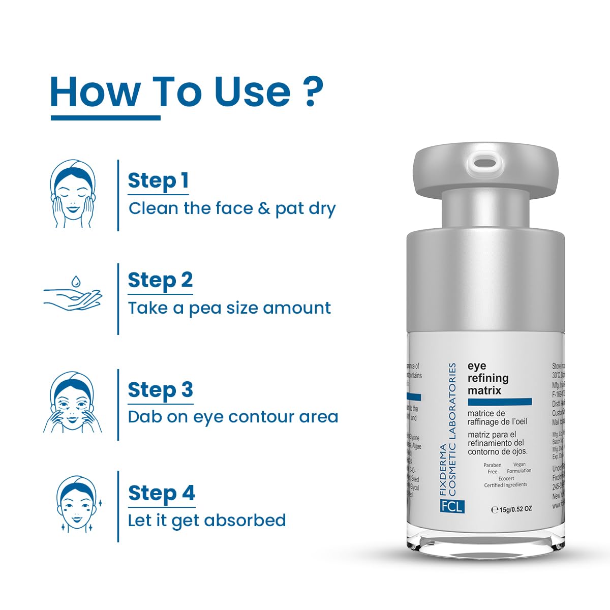 FCL Eye Refining Matrix Under Eye Gel For Dark Circles, Puffiness & Fine Lines with Vitamin C & Hyaluronic Acid | Eye Serum for Dark Circles | For Women & Men Skin Care - 15 gm