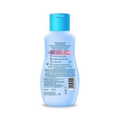Parachute Advansed Baby Massage Oil for New Born| 100% Virgin Coconut Oil | Clinically Proven for Better Growth| Vitamin E & F| 200 Ml
