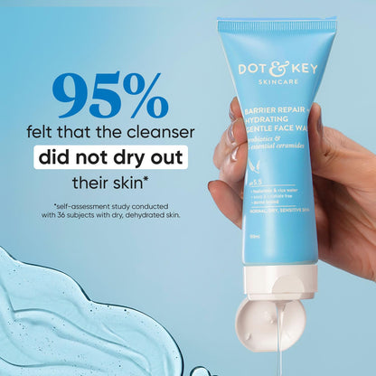 Zephivo DOT & KEY Barrier Repair + Hydrating Gentle Face Wash With Probiotic|Ceremide Face Wash|Face Wash For Dry Skin,Normal Skin&Sensitive Skin|Gently Cleanses Skin From Dirt&Oil For Unisex,100Ml
