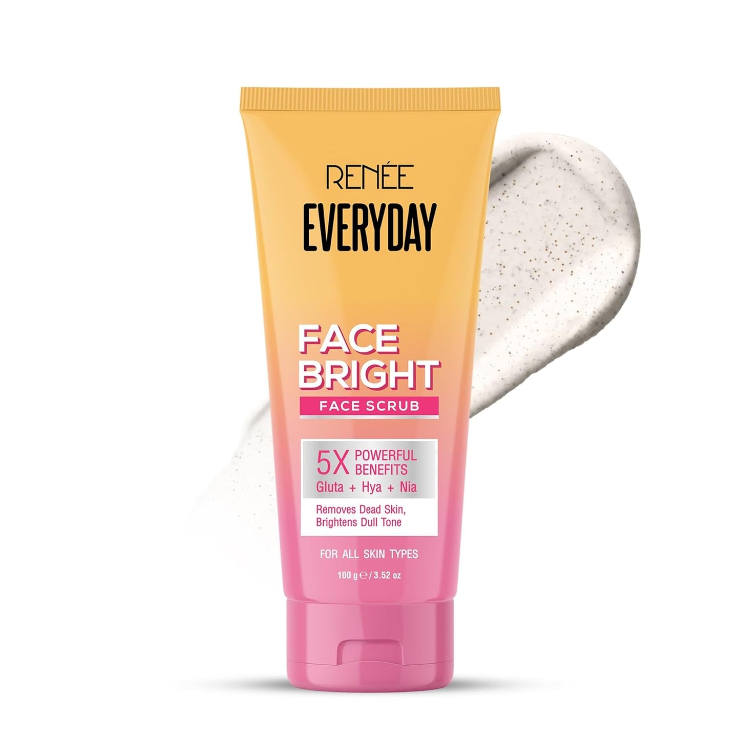RENEE Everyday Face Bright Face Scrub | Gently Exfoliates Dead Skin | Brightens Skin, Evens Skin Tone & Texture | Infused With Niacinamide, Glutathione & Hyaluronic Acid | 100g