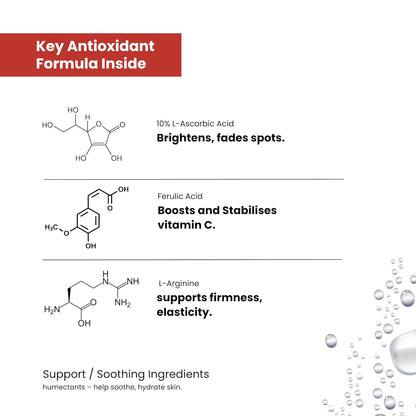 The True Therapy Vitamin C Serum for Glowing Skin, Skin Brightening Serum for Face with 10% L-Ascorbic Acid Face Serum, Fragrance Free – 30 ml