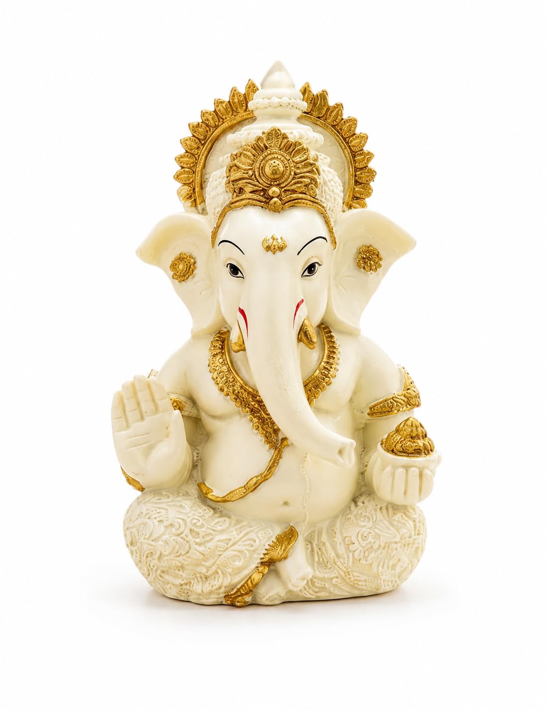 eCraftIndia Peach Ivory Finish Lord Ganesha Statue for Car Dashboard, Home Decor, Office Desk & Puja Room | Ganesh Murti Gift