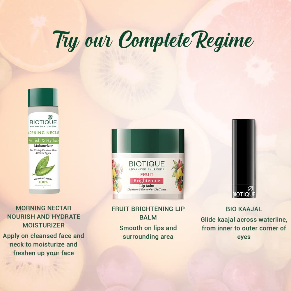 Biotique Fruit Whitening/Brightening Lip Balm SPF 50 | Hydrated and Nourishing Lips | Visibly Lighter Lips | Evens Out Lip Tone | De-pigmentation Balm |100% Botanical Extracts| All Skin Types | 10gm