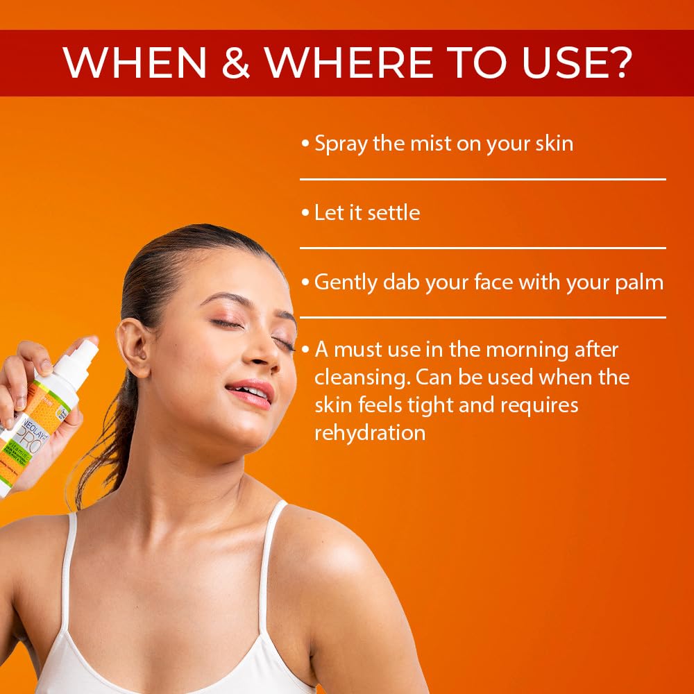 NEOLAYR PRO VITAMIN C SKIN BRIGHTENING FACE MIST & TONER 100 ML I Restores pH balance I Protects from sun damage I Brightens Dull Skin I Tightens Pores