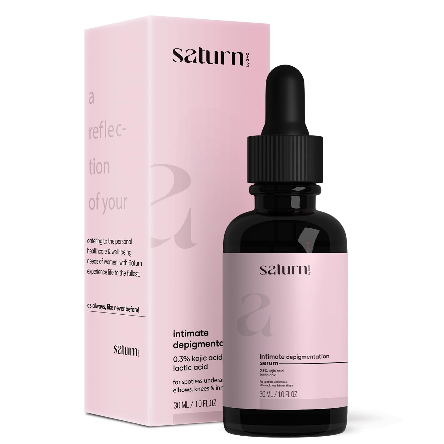 Saturn by GHC Intimate Depigmentation Serum Powered With Kojic Acid, Lactic Acid for Underarms, Thighs, Elbows, Back & Bum, 30ml