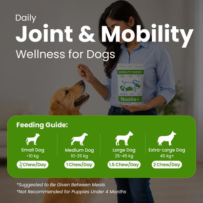 Nootie+ Hip & Joint Supplement for Dogs | Dual Collagen, Glucosamine & Chondroitin | Supports Mobility, Relieves Stiffness & Pain | Vet-Formulated Soft Chews | 30 Chews (All Breeds)