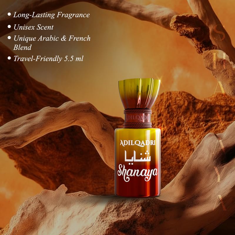 Adil Qadri Shanaya perfume bottle with desert background