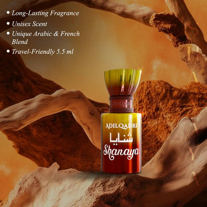 Adil Qadri Shanaya perfume bottle with desert background