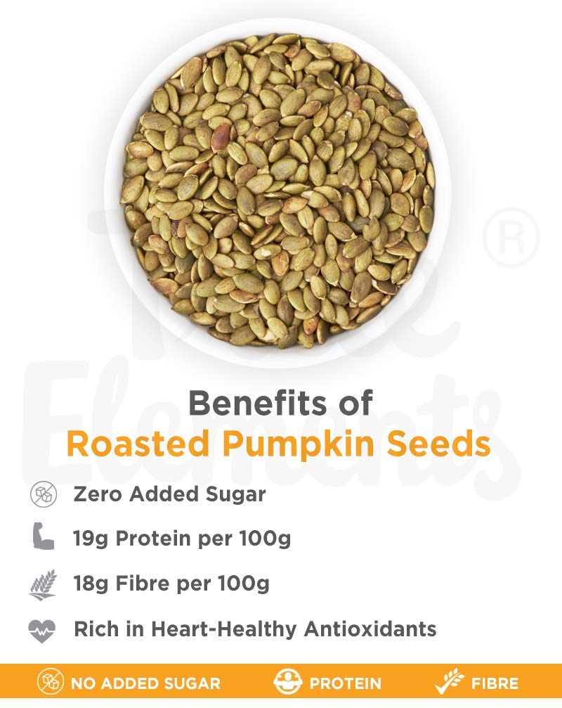 True Elements Roasted Pumpkin Seeds 500g - Protein Snacks | Premium AAA Grade Seeds for Eating | Immunity Booster Seeds | Fibre Rich Superfood