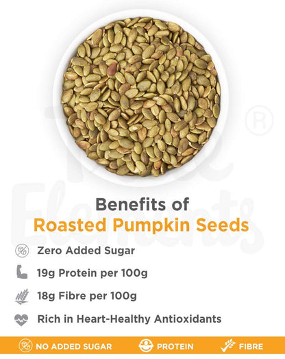 True Elements Roasted Pumpkin Seeds 500g - Protein Snacks | Premium AAA Grade Seeds for Eating | Immunity Booster Seeds | Fibre Rich Superfood