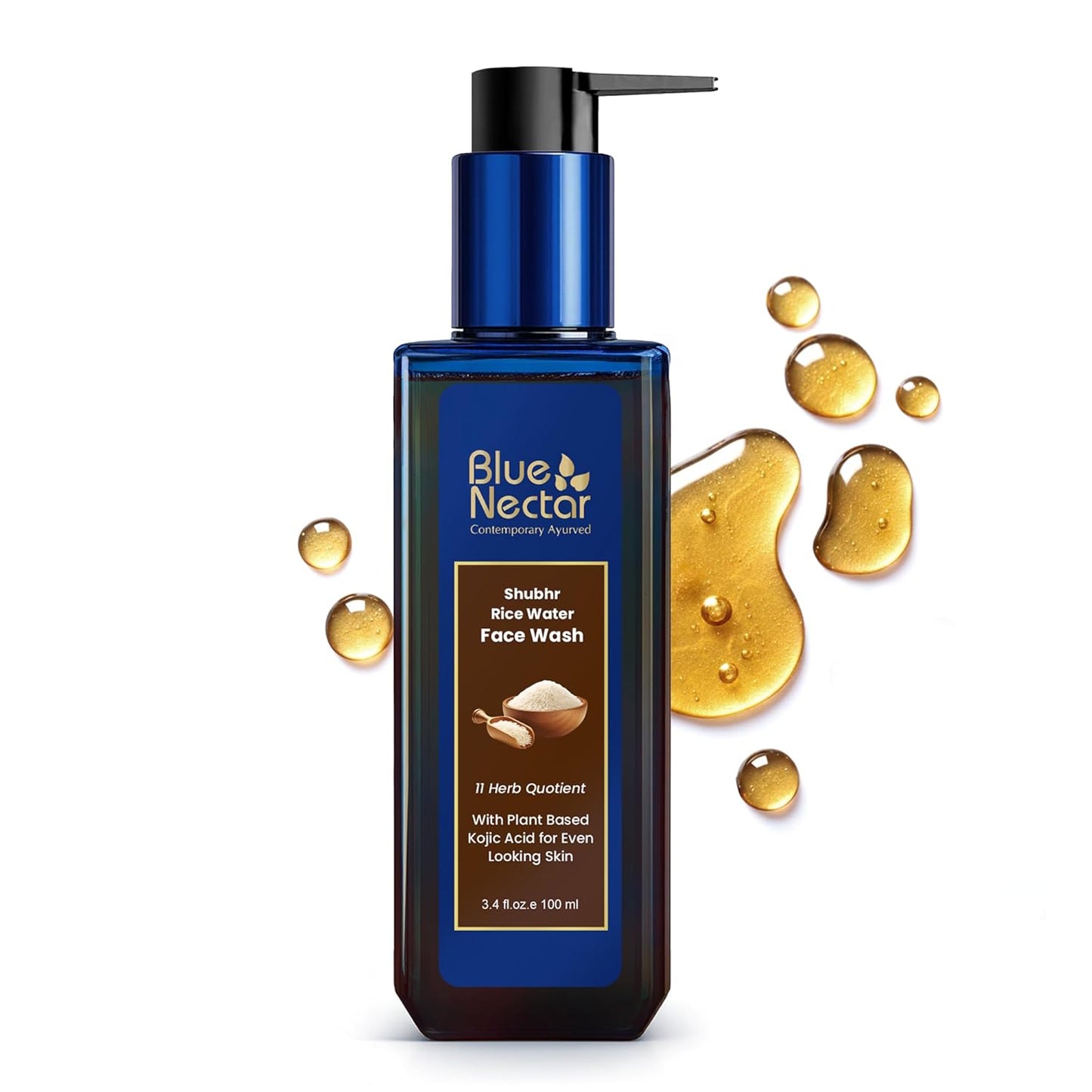 Blue Nectar 2% Kojic Acid Face Wash for Pigmentation | Gentle Cleanser for Face for Oily, Dry & Sensitive Skin | Natural Face Wash for Women & Men (11 Herbs, 100ml)
