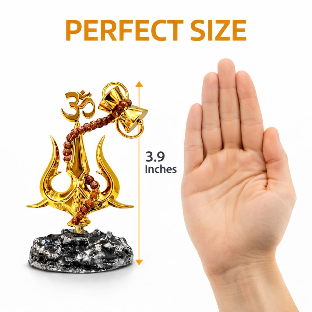 Trishul Matte Finish Decorative Idol – Unique Desk Car & Home Décor Statue Ideal Gift for Office Puja Room & Special Occasions