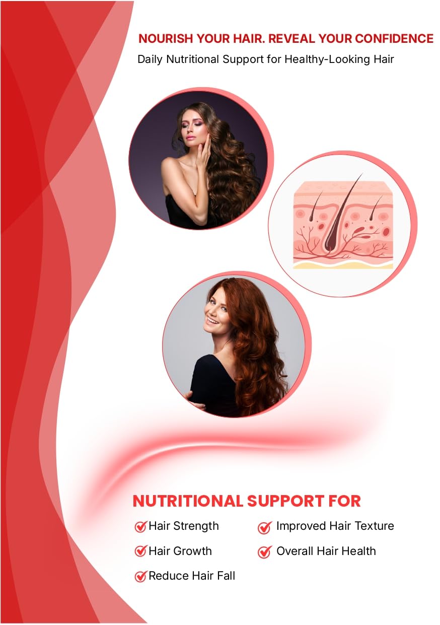 Hair Plus Healthy Hair Supplement Tablets | With Biotin Collagen Peptides Green Tea Extract Grape Seed Extract Amino Acids Vitamins & Minerals | 10 Tablets
