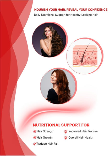 Hair Plus Healthy Hair Supplement Tablets | With Biotin Collagen Peptides Green Tea Extract Grape Seed Extract Amino Acids Vitamins & Minerals | 10 Tablets