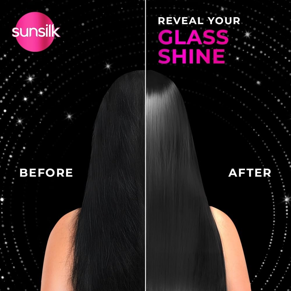 Sunsilk hair product comparison showing 'Before' and 'After' effects on hair.