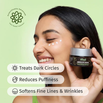 Vilvah Under Eye Cream | Reduces Dark Circles, Puffiness & Eye Bags | Hydrates, Smoothens Fine Lines & Firms Skin | Lightweight Cream for Tired Eyes | 20ml