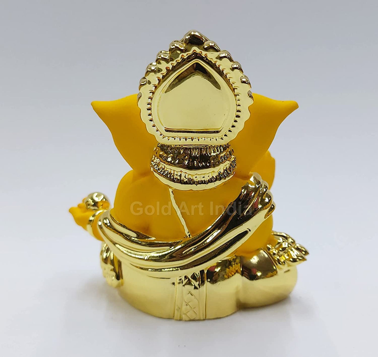 Gold Art India Gold Plated Gaddi Ganesh Idol For Car Dashboard Ganesha Murti Ganpati Idol For Home Decor Puja Lord Ganesh Statue Gift For Office Desk Puja Room Figurine