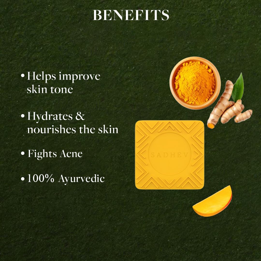 Sadhev Turmeric & Mango Kernel Butter bathing bar - Ayurvedic Soap - 125 Gm