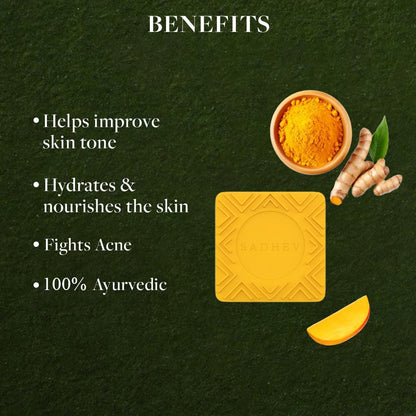Sadhev Turmeric & Mango Kernel Butter bathing bar - Ayurvedic Soap - 125 Gm