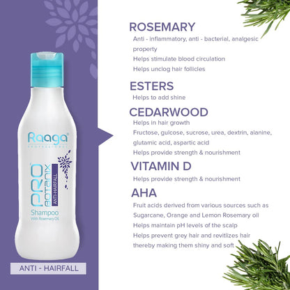 Raaga Professional Pro Botanix Anti-Hair Fall Shampoo with Rosemary Oil (200 ml) Prevents Hair Breakage, Imparts Hair Growth | Suitable For Men and Women
