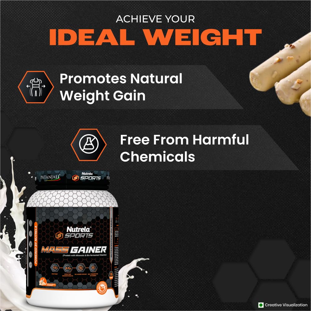 NUTRELA Sports Mass Gainer Powder- 1Kg (Malai Kulfi)