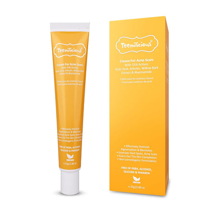 Teenilicious Scar Removal Cream for Acne Scars and Acne Pits | Scar Gel with Kojic Acid, Alpha Arbutin and Niacinamide | Fades Acne Scars, Treats Skin Pigmentation, Brightens Skin Tone | 25 GM
