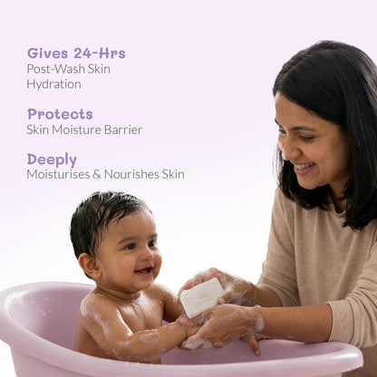 AreoVeda Ceramide Baby Bathing Bar - 100g | Enriched with Ceramide NP for Newborns | Paediatrician-Approved | Dermat-Tested | Protects Skin Barrier | 24 Hrs Post-Wash Hydration | EWG Verified | Soap-Free, No Artificial Fragrance, Parabens or SLS