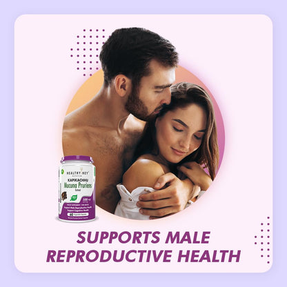 Advertisement for a supplement bottle with a couple embracing, highlighting male reproductive health support.