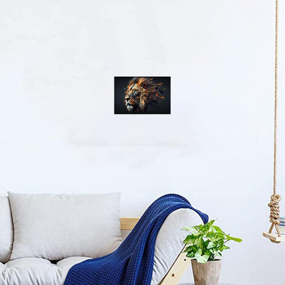 Lion Paintings for Living room, Lion Poster Big Size with Sparkle Coated Lamination - 22324 (Self Adhesive) 18x24 Inch